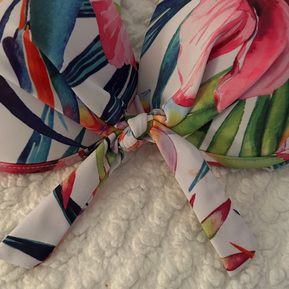 Floral Halter Push-Up Bikini Top - Pink Multi - Picture 2 of 5